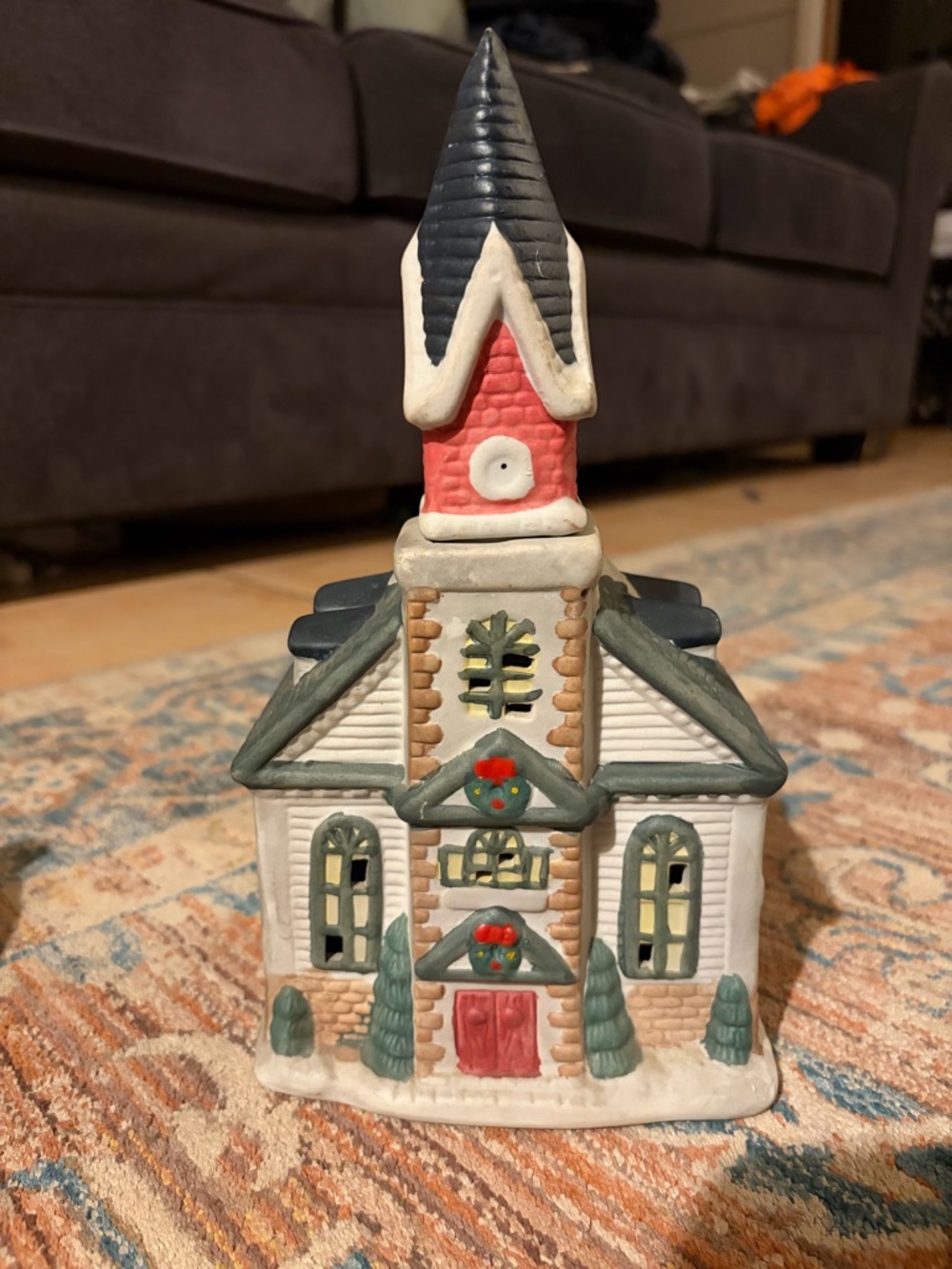 Vintage Holiday Ceramic Church Decoration